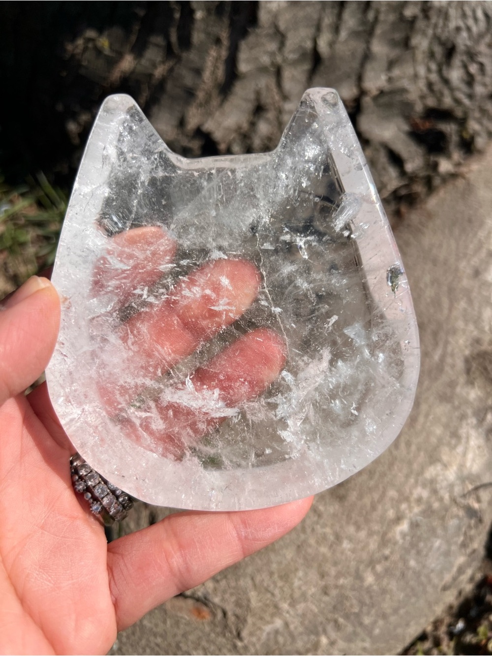 Clear (1) quartz Cat bowl | Crystal